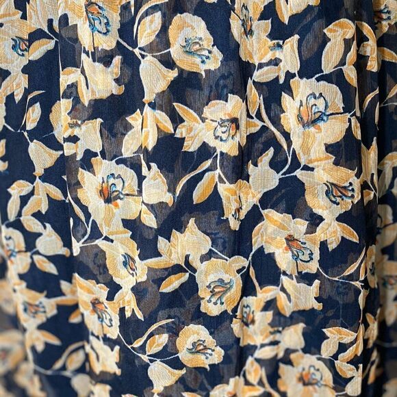 Band of Gypsies Taupe Navy Floral Wrap Boho Maxi Dress - Picture 3 of 9